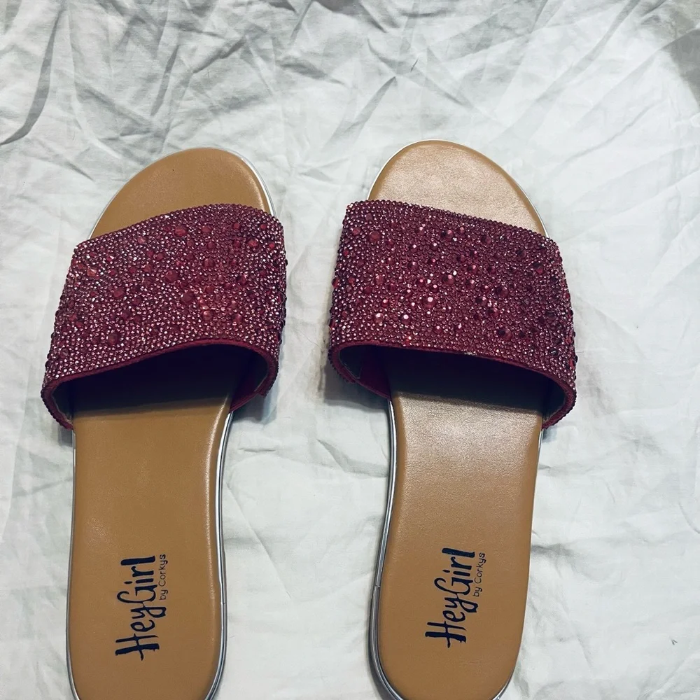 Women's Rhinestone Slide Sandals - pink - Picture 2 of 8